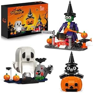 Halloween Building Blocks Set, Halloween Party Favor Toys Games, Halloween Witch Ghost Pumpkin Blocks Bricks Kit for Kids Boys Girls Teens Adults Halloween Decorations Generic