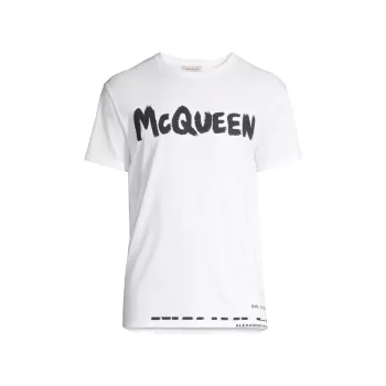 Хлопковая футболка с принтом логотипа Alexander McQueen