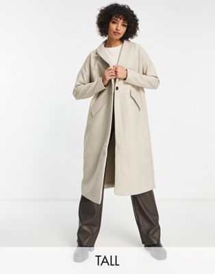 Only Tall longline tailored coat in stone Only Tall
