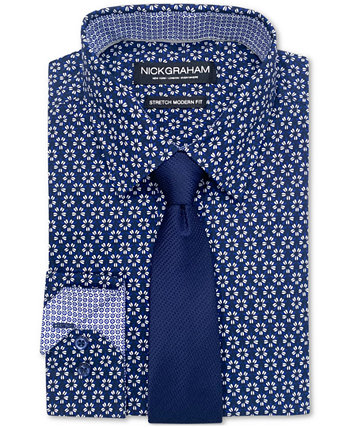 Мужской комплект из классической рубашки и галстука с цветочным принтом Nick Graham
