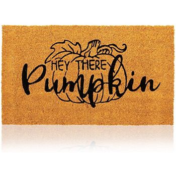 Natural Coir Welcome Door Mat, Hey There Pumpkin Fall Decor(30 x 17 In) Okuna Outpost