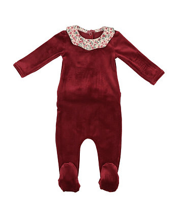 Baby Girls Velour Collar Footed Coverall MANIERE