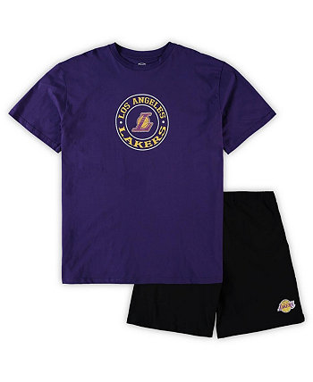Мужской фиолетово-черный комплект для сна из футболки и шорт Los Angeles Lakers Big and Tall Concepts Sport