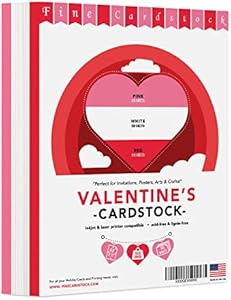 Valentine’s Colored Card Stock Paper, Valentines Day Red, Pink & White 8.5 x 11" Cardstock for Valentine Greetings, Gift Tags, Art & Crafts, Invitations | 25 Red, 25 Pink, 50 White (100 Sheets Total) S Superfine Printing