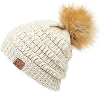 C.C Hatsandscarf Exclusives Unisex Solid Ribbed Beanie with Pom (HAT-43) C.C