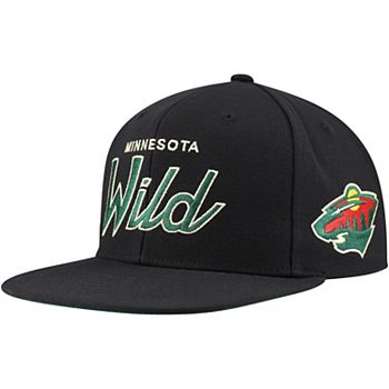 Men's Mitchell & Ness Black Minnesota Wild Core Team Script 2.0 Snapback Hat Mitchell & Ness