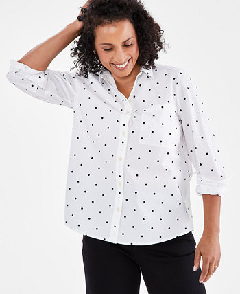 Женская хлопковая рубашка на пуговицах с идеальным принтом, созданная для Macy's Style & Co