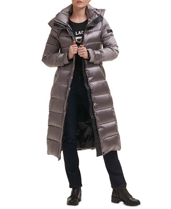 Женское пуховое пальто с поясом и капюшоном Karl Lagerfeld Paris
