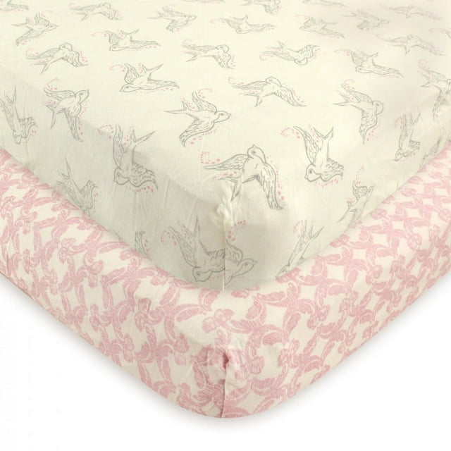 Touched by Nature Baby Girl Organic Cotton Crib Sheet, Barely Pink, One Size Touched by Nature