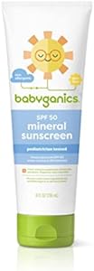 Babyganics SPF 50 Baby Mineral Sunscreen Lotion | UVA UVB Protection | Octinoxate & Oxybenzone Free | Water Resistant, Value Size, 8oz Babyganics