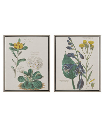 Набор из 2 предметов льняного холста с флуоресцентной ботанической рамкой Martha Stewart