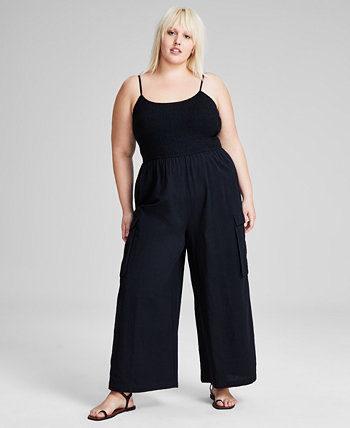 Trendy Plus Size Smocked Jumpsuit, Created for Macy's And Now This