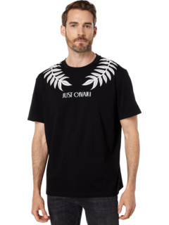 Хлопковая футболка с круглым вырезом и принтом Laurel Logo Just Cavalli