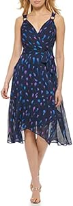 DKNY Women's Flutter Sleeve V-Neck Wrap Midi Dress DKNY