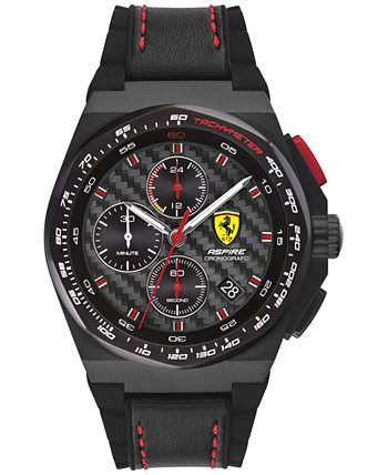 Мужские часы с хронографом Aspire с черным кожаным и силиконовым ремешком, 44 мм Ferrari
