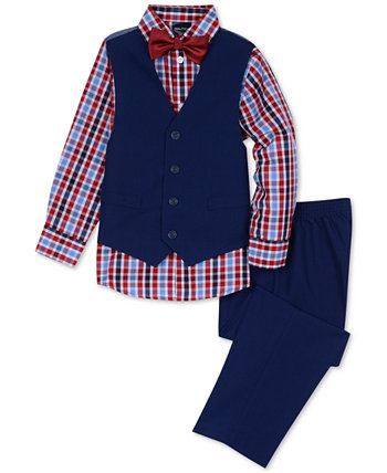 Маленькие мальчики 4 шт. Комплект рубашек, жилетов, брюк и галстуков в клеточку Nautica