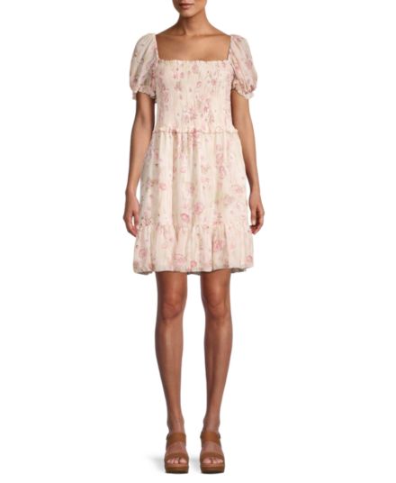 Присборенное мини-платье с цветочным принтом Dex