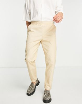 Укороченные брюки песочного цвета с эластичным поясом Bando Bando