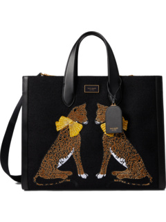 Большая сумка-тоут Manhattan Lady из ткани с леопардовой вышивкой Kate Spade New York
