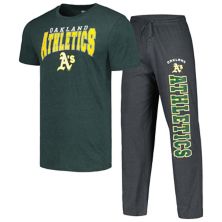 Men's Concepts Sport Charcoal/Green Oakland Athletics Meter T-Shirt & Pants Sleep Set Unbranded