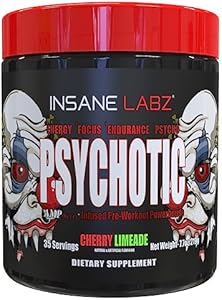 Insane Labz Psychotic, High Stimulant Pre Workout Powder (Порошок), Extreme Lasting Energy, Focus and Endurance with Beta Alanine, Creatine Monohydrate DMAE, 35 Srvgs (Apple) Insane Labz