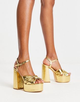 Truffle Collection mega platform sandals in gold Truffle Collection