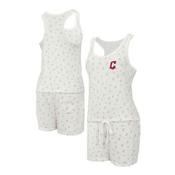 Women's Concepts Sport Cream Cleveland Guardians Gardner Hacci Knit Romper Unbranded