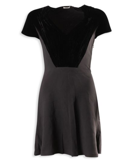 Платье Miu Miu с бархатными вставками из черного ацетата MIU MIU