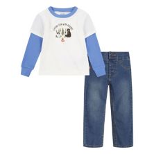 Комплект из футболки с фигурным вырезом и джинсов из денима для маленьких мальчиков Levi's® S'More Friends Levi's®