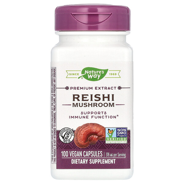 Reishi Гриб - 376 мг - 100 веганских капсул - Nature's Way Nature's Way