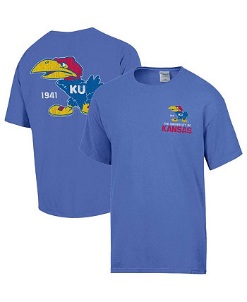 Мужская рваная футболка Royal Kansas Jayhawks с логотипом в винтажном стиле Comfortwash