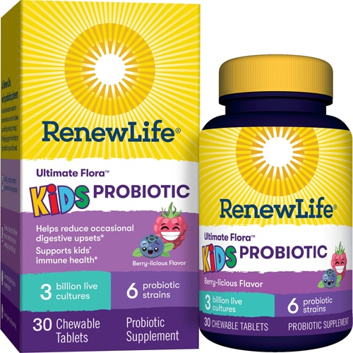 Ultimate Flora™ Kids Probiotic Berry-licious -- 3 billion - 30 Chewable Tablets (Жевательные таблетки) Renew Life