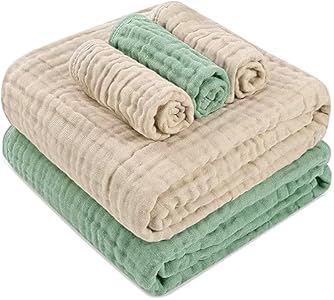 Muslin Baby Towel 5 Pieces Set,Ultra Soft and Absorbent for Baby's Delicate Skin, Ideal for Newborns to Toddlers, Perfect for Baby Registry or as a Shower Gift. (Pink) HardNok