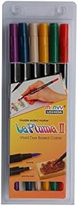 Uchida 1122-6G 6 Piece Modern Art Le Plume II Double Ended Marker Brush and Fine Point Set Uchida