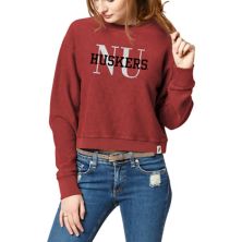Женская студенческая одежда Scarlet Nebraska Huskers, классический укороченный пуловер с укороченным шнуром из дерева, толстовка League Collegiate Wear
