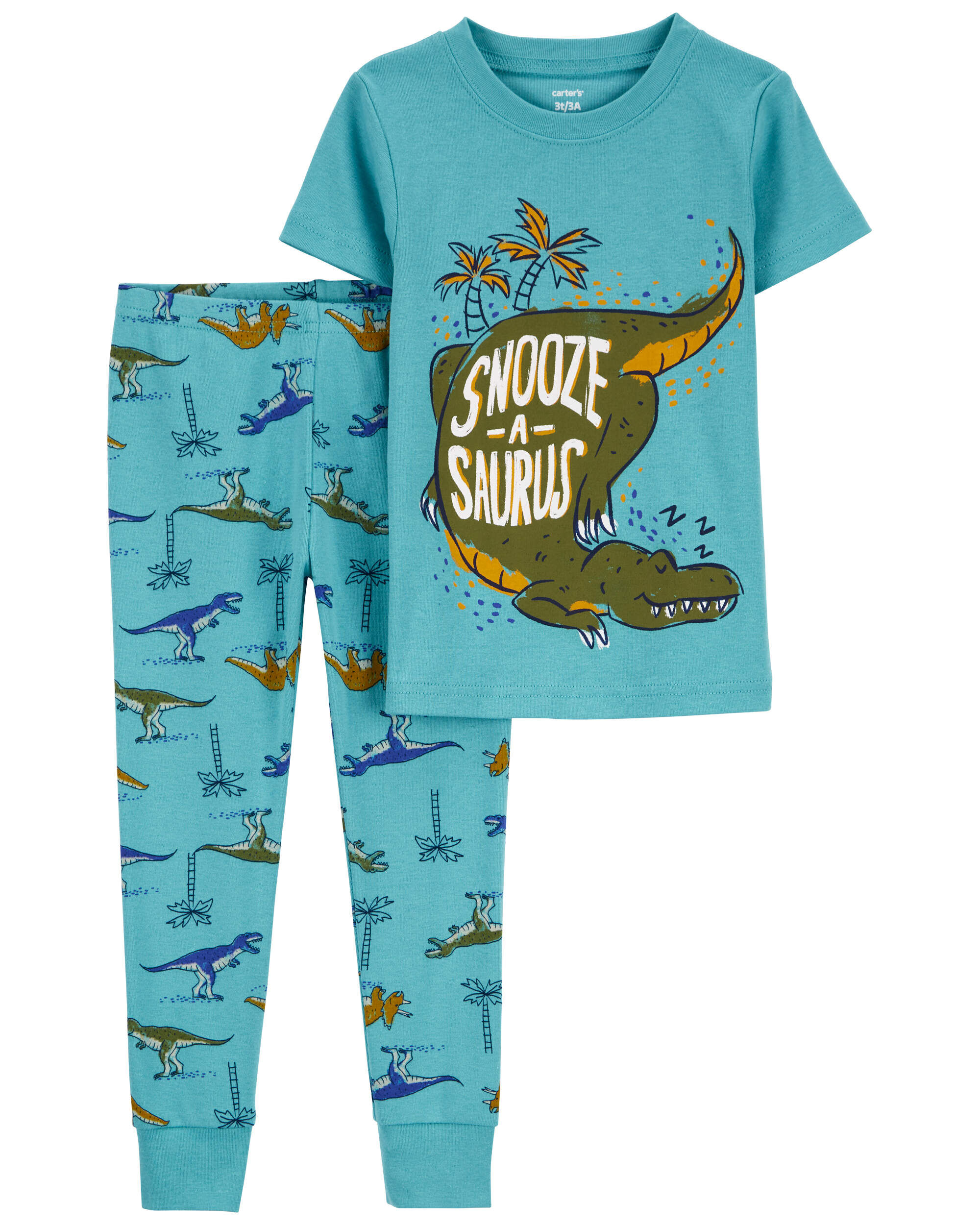 Цельная пижама из 100 % плотного хлопка с динозавром для малышей Carter's