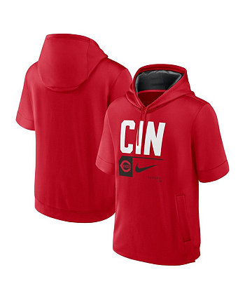 Men's Red Cincinnati Reds Tri Code Lockup Short Sleeve Pullover Hoodie Nike