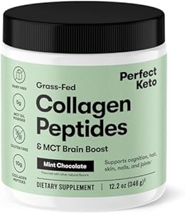 Perfect Keto Collagen Peptides Protein Powder with MCT Oil, Hydrolyzed Collagen, Type I & III Supplement, Gluten Free, Grass Fed, Low Carb, Keto Coffee Creamer, Collagen for Women & Men, Chocolate Perfect Keto