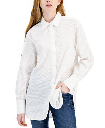 Женская хлопковая рубашка-туника с текстурой шеврона Tommy Hilfiger