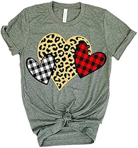 Valentines Shirts for Women Retro Candy Heart Printed Short Sleeve Casual Graphic Tee Tops SurBepo