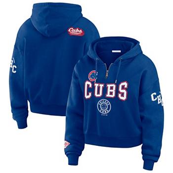 Women's WEAR by Erin Andrews Royal Chicago Cubs  Patch Quarter-Zip Hoodie WEAR by Erin Andrews