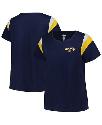 Women's Navy Milwaukee Brewers Plus Size Scoop Neck T-shirt Profile