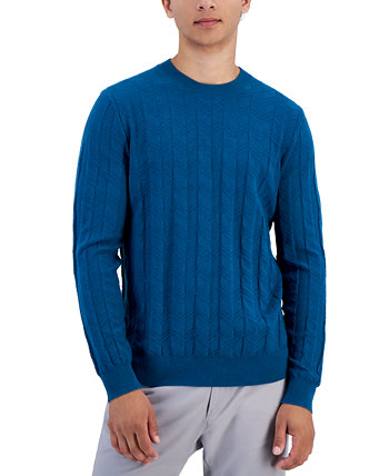 Мужской свитер с круглым вырезом и длинными рукавами с фактурным шевроном, созданный для Macy's Alfani