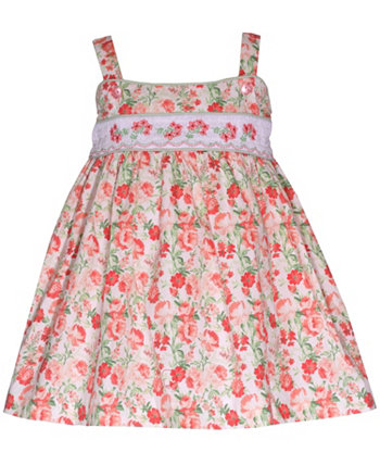 Baby Girls Sleeveless Floral Sundress with Smocked Insert Bonnie Baby