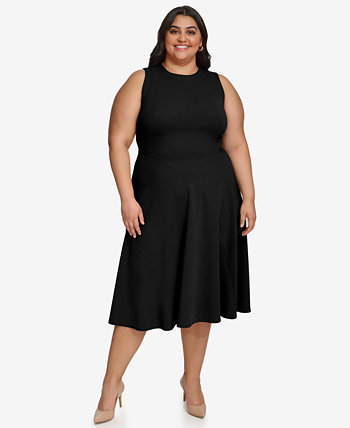 Plus Size Sleeveless Jewel-Neck Dress Calvin Klein