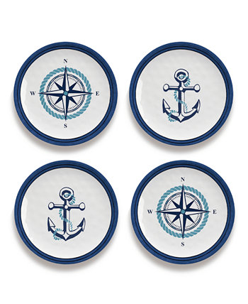 Ассорти из 4 тарелок для закусок Nautical Anchor, 6,8 дюйма TarHong