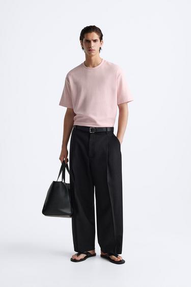 Футболка Regular fit из эластичного хлопка Zara с круглым вырезом и короткими рукавами Zara