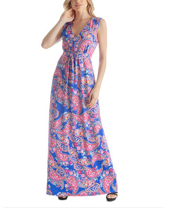 Женское длинное макси-платье без рукавов с v-образным вырезом 24Seven Comfort