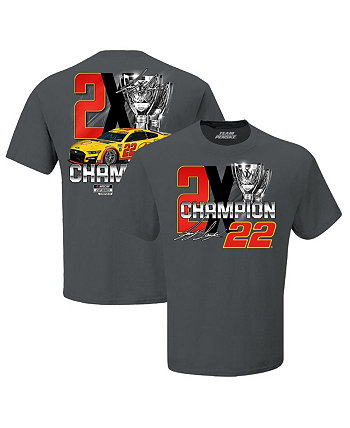 Мужская темно-серая футболка Joey Logano, двукратный чемпион NASCAR Cup Series, трофейная футболка Team Penske