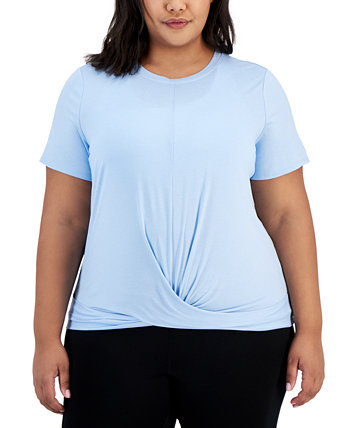 Plus Size Active Solid Twist-Front Top, Created for Macy's ID Ideology